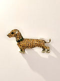 Adorable Crystal Dachshund Brooch