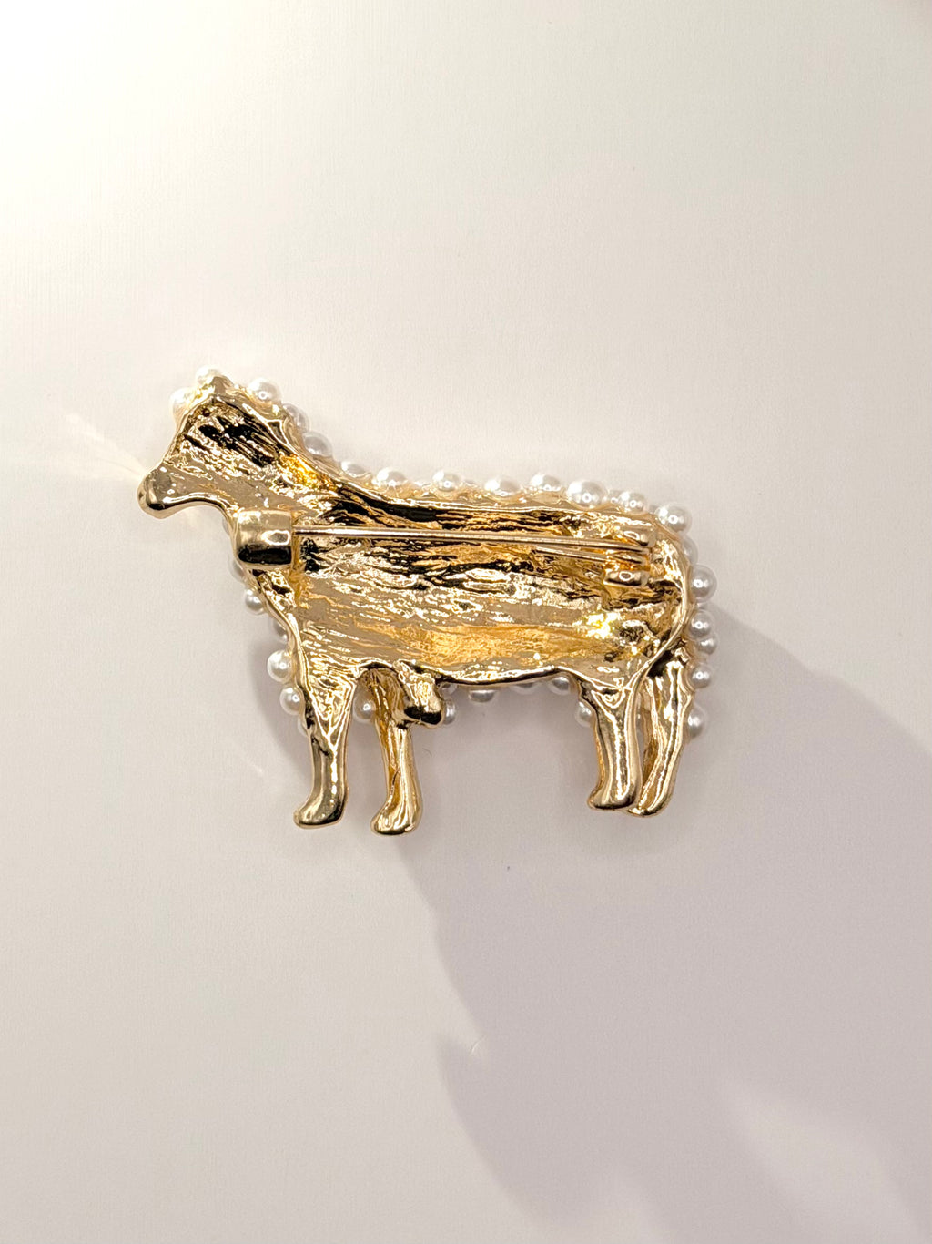 Adorable Pearl Sheep Brooch