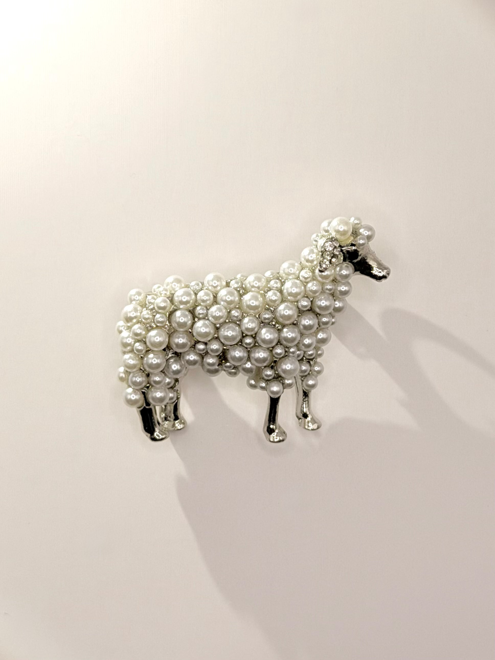 Adorable Pearl Sheep Brooch