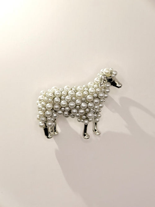 Adorable Pearl Sheep Brooch