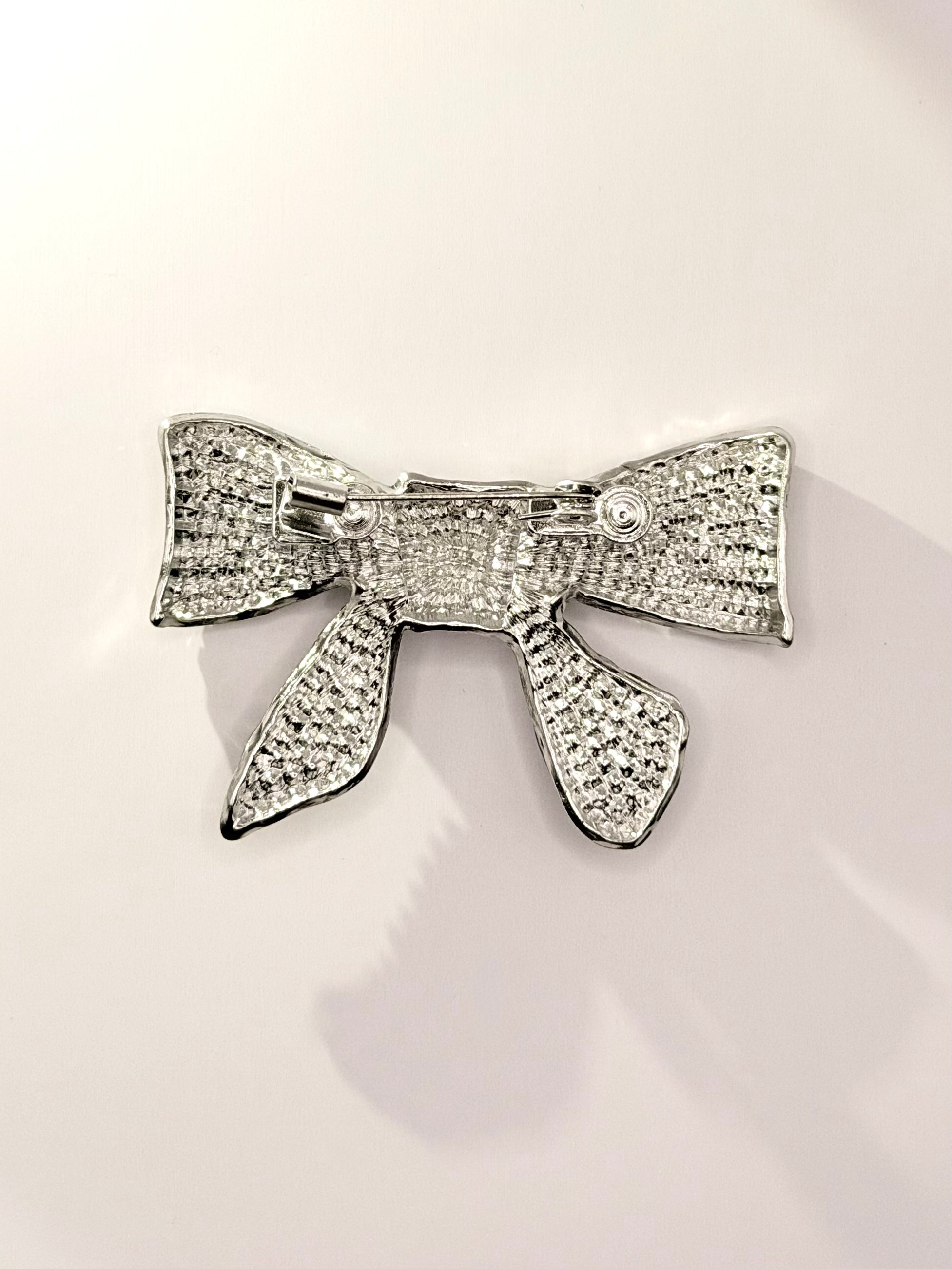 Elegant Crystal Bow Brooch Back