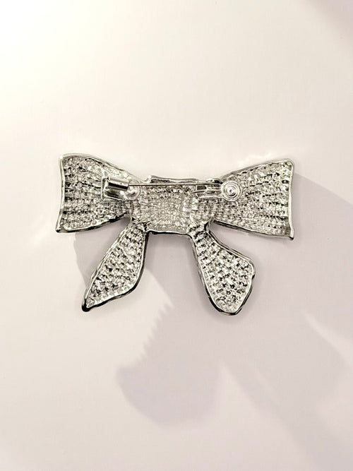 Elegant Crystal Bow Brooch Back
