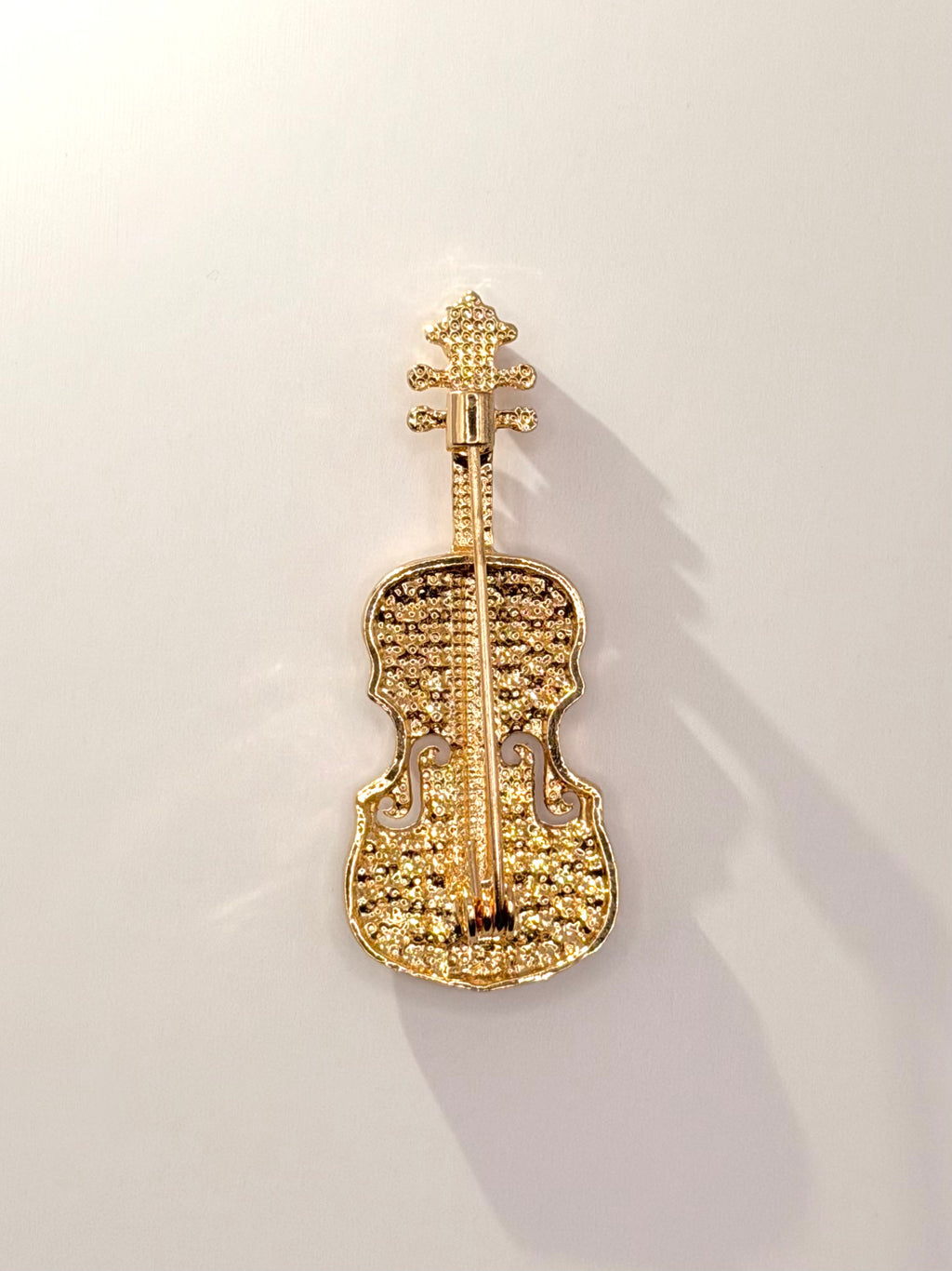 Elegant Crystal Violin Brooch