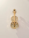 Elegant Crystal Violin Brooch