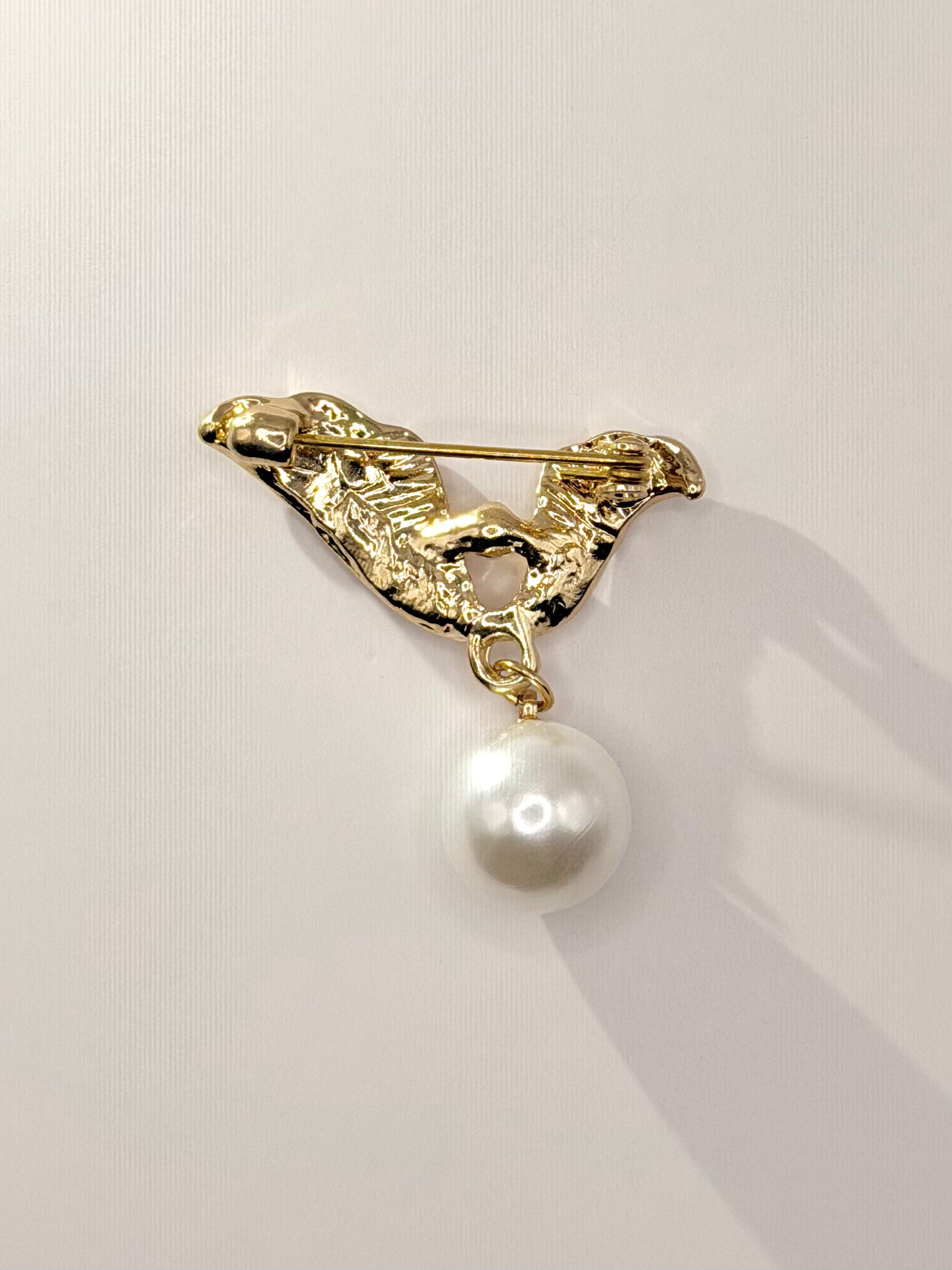Elegant Pearl Wing Brooch