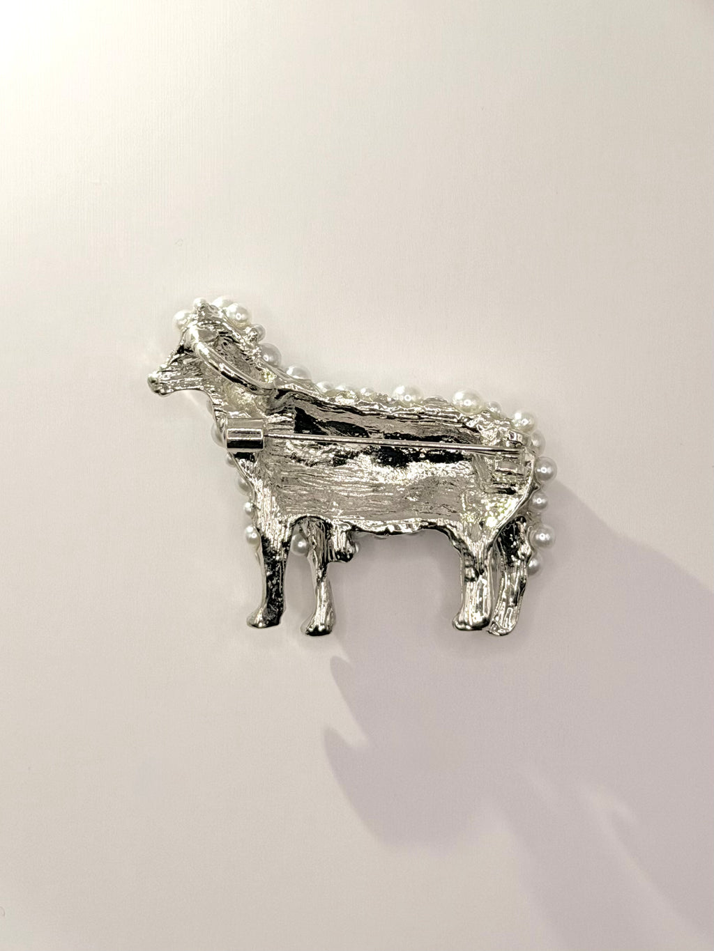 Adorable Pearl Sheep Brooch