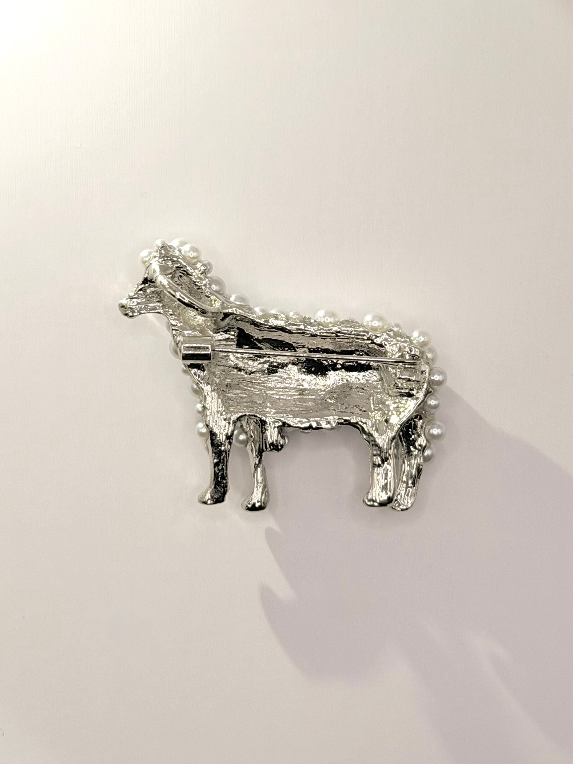 Adorable Pearl Sheep Brooch
