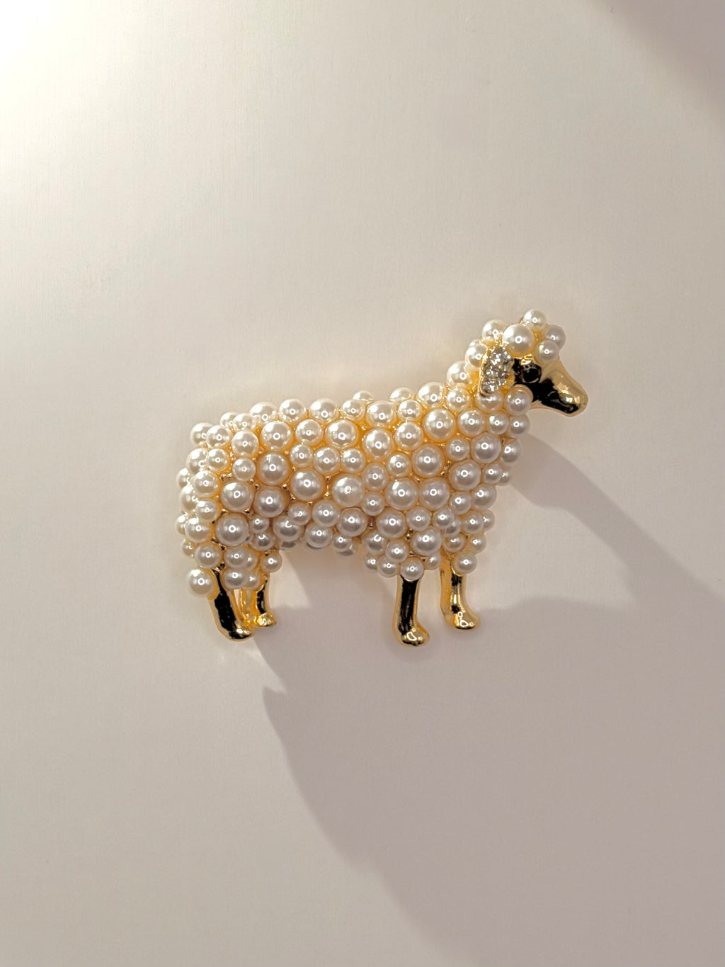 Adorable Pearl Sheep Brooch