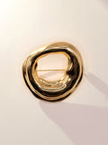 Round Sculptural Metal Brooch Front